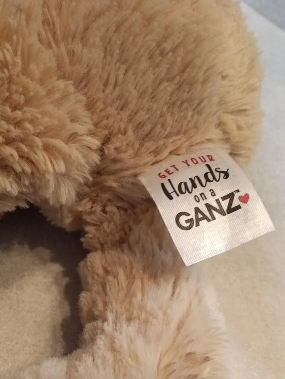 GANZ Cream Plush Teddy Bear with Red Heart and XO Accent